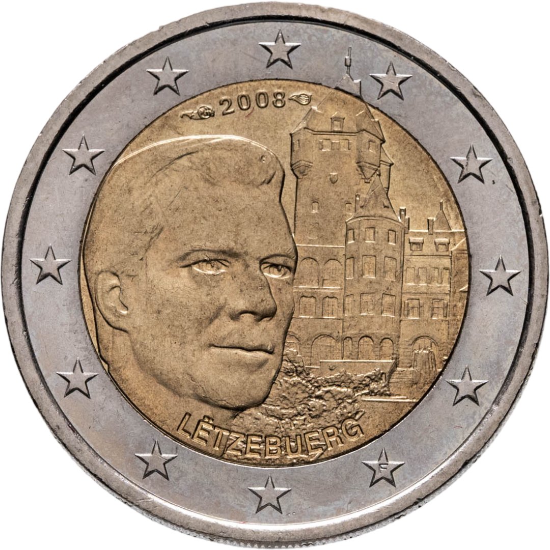 Люксембург 2 евро 2008 "Замок Берг - резиденция великих герцогов", Биметалл, в сохранности UNC