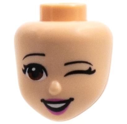 Деталь Lego 83931 Mini Doll, Head Friends with Reddish Brown Eyes, Left Wink, Dark Pink Lips and Open Mouth Pattern