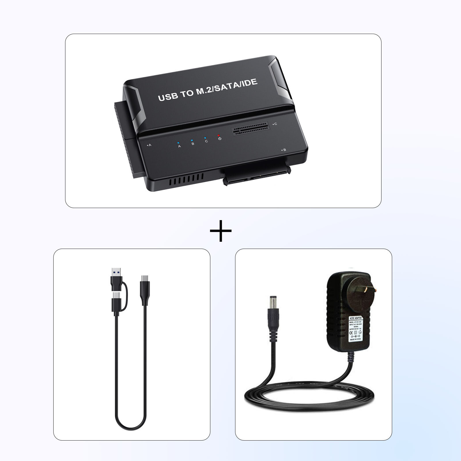 Адаптер M.2 NVMe SATA IDE на USB 3.2 Type-C для HDD SSD с вилкой AU и одинарным кабелем