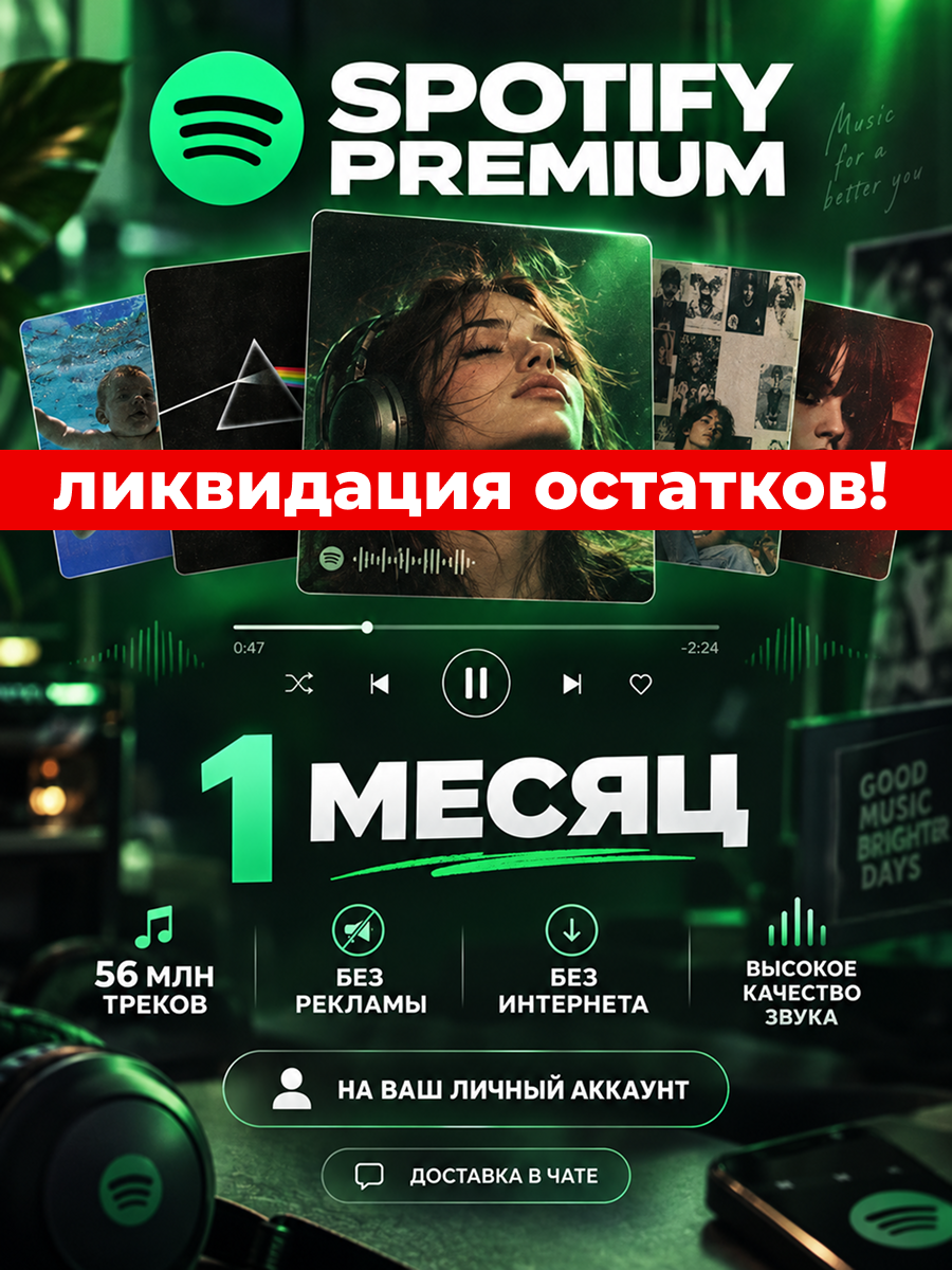 Подписка Spotify Premium на 1 месяц, Standard, оформление подписки