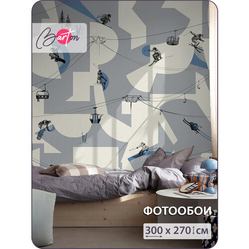 фото Фотообои на стену флизелиновые 3d детские для подростка лыжи геометрия 300х270 см bartonwall k344_g barton wallpapers