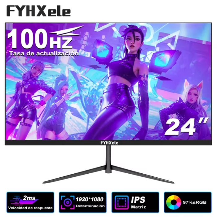 FYHXele 24" Монитор, IPS, 1920x1080 Full HD, 100 Гц, черный