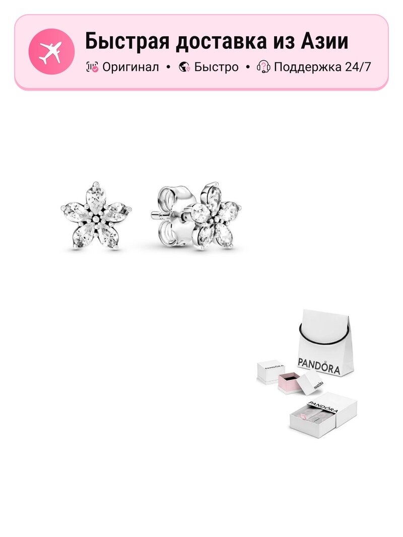 Серьги PANDORA, циркон