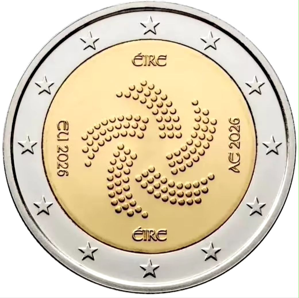 Монета Ирландия 2 евро 2026 Председательство в ЕС UNC
