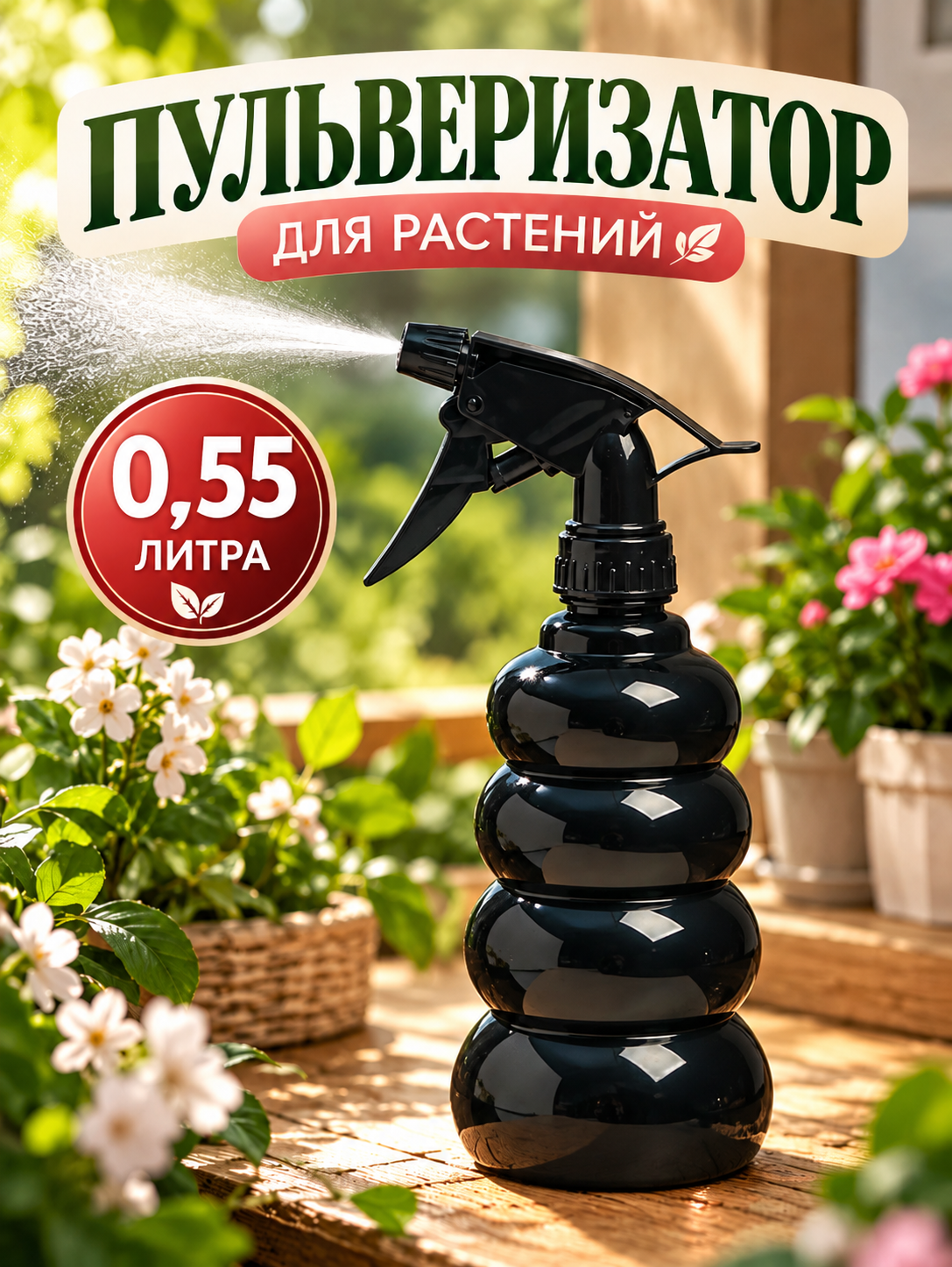 Пульверизатор Greengo, рычажный механизм, пластик, регулировка распыления, 0.55л