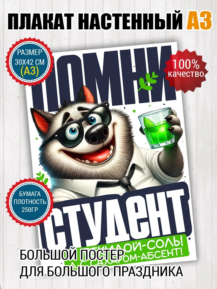 Постер A3 шуточный мем Для студента