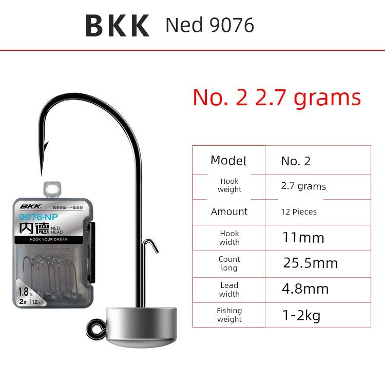 BKK9076-NP Ned микроподвесные крючки-головки 2 размер 2.7г 12 шт для легкой снасти