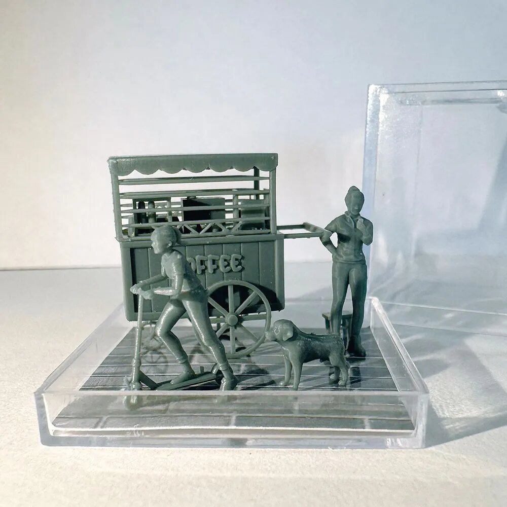 Сборная модель 1/72: Миниатюрный кофейный фургон, рыночный прилавок, выставочная коробка