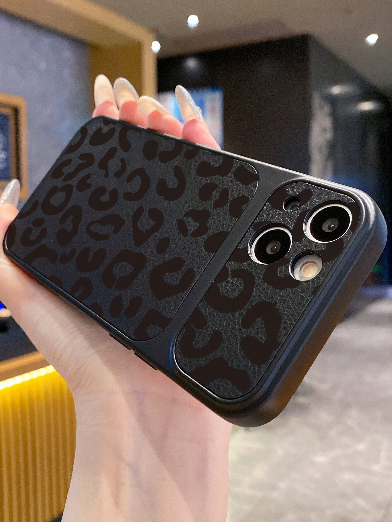 Чехол для iPhone 14 Plus(айфон 14 Plus) из двух частей из искусственной кожи, леопардовый, мягкая обложка