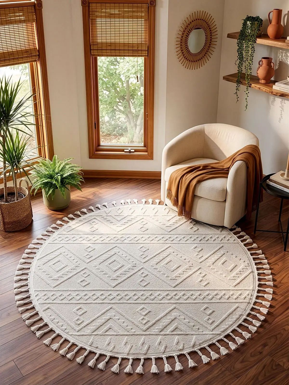 Koza Home Ковер 100x100 см 8 мм геометрический кремовый