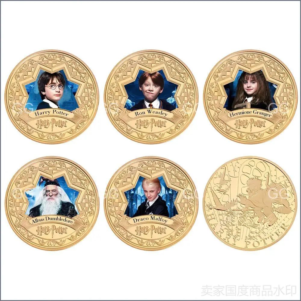 Сет из 5 железных памятных монет гарри поттер для коллекционирования и подарков в коробке