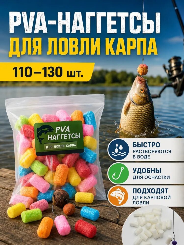 ПВА пенка для защиты жала крючка 110-120шт (291A) быстрорастворимая для ловли карпа