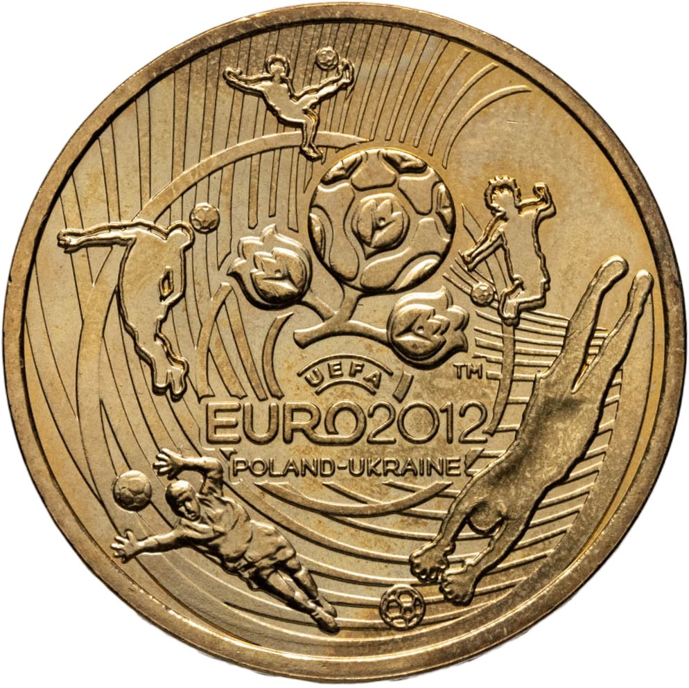 Польша 2 злотых 2012 "Чемпионат Европы по футболу 2012", Латунь, в сохранности UNC
