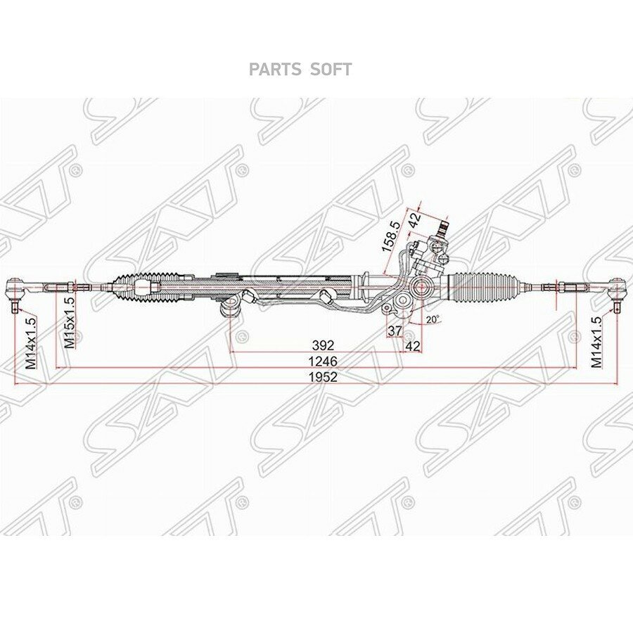 Рейка рулевая Toyota Land Cruiser Prado (J120) 02-09 / Lexus GX 02-09 (Левый руль) от официального дистрибьютора, SAT, артикул ST4420035061