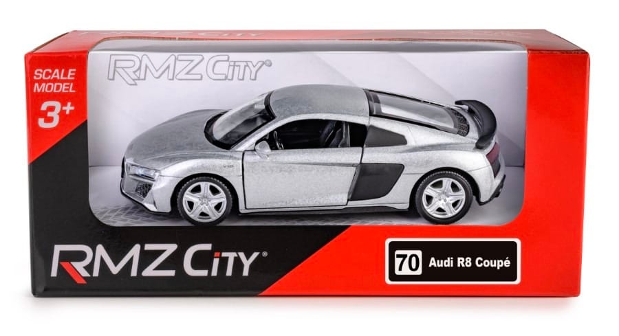 Игрушечная машинка Daffi RMZ City Audi R8, серебристый, масштаб 1:32