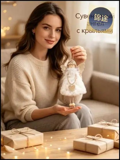 Популярный белый сердечко-ангел девочка-подвеска