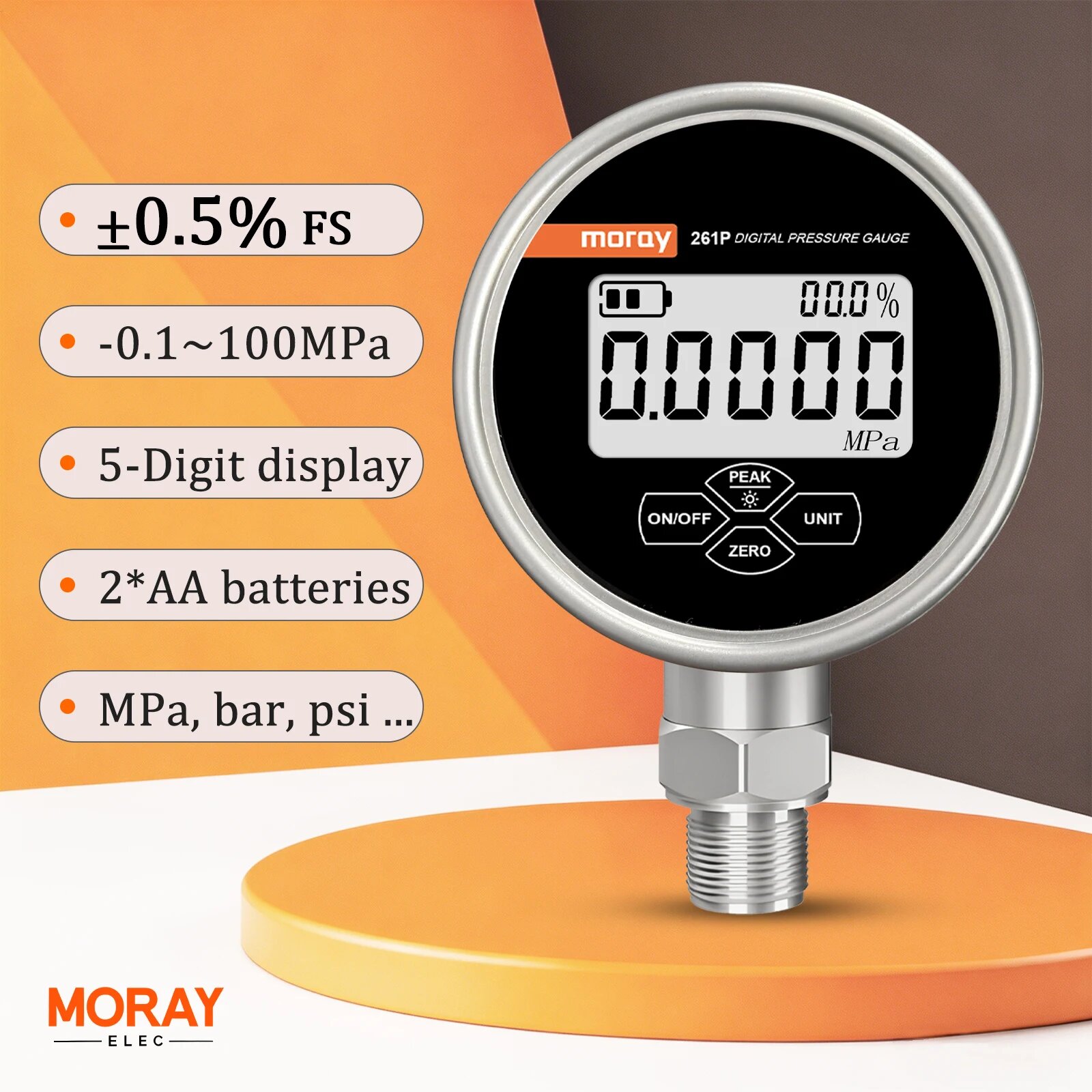 Цифровой манометр Moray ME261P, 0-60Mpa, NPT1-4