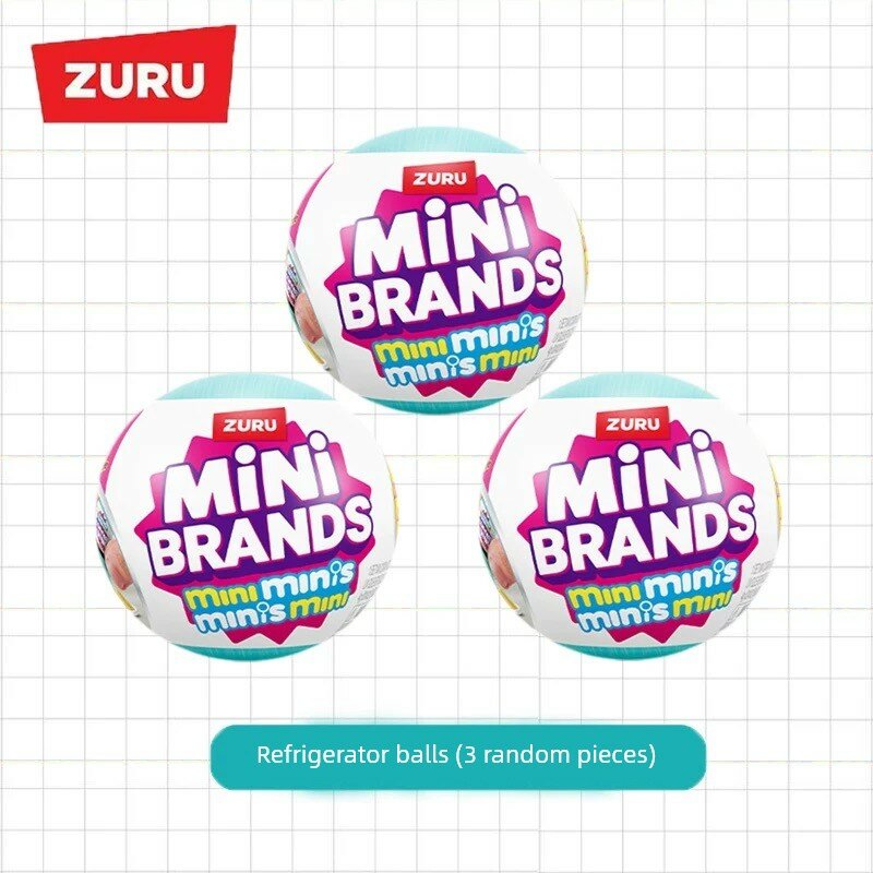 Случайные 3 шарика мини-холодильника из коллекции ZURU Minibrands, детская игрушка