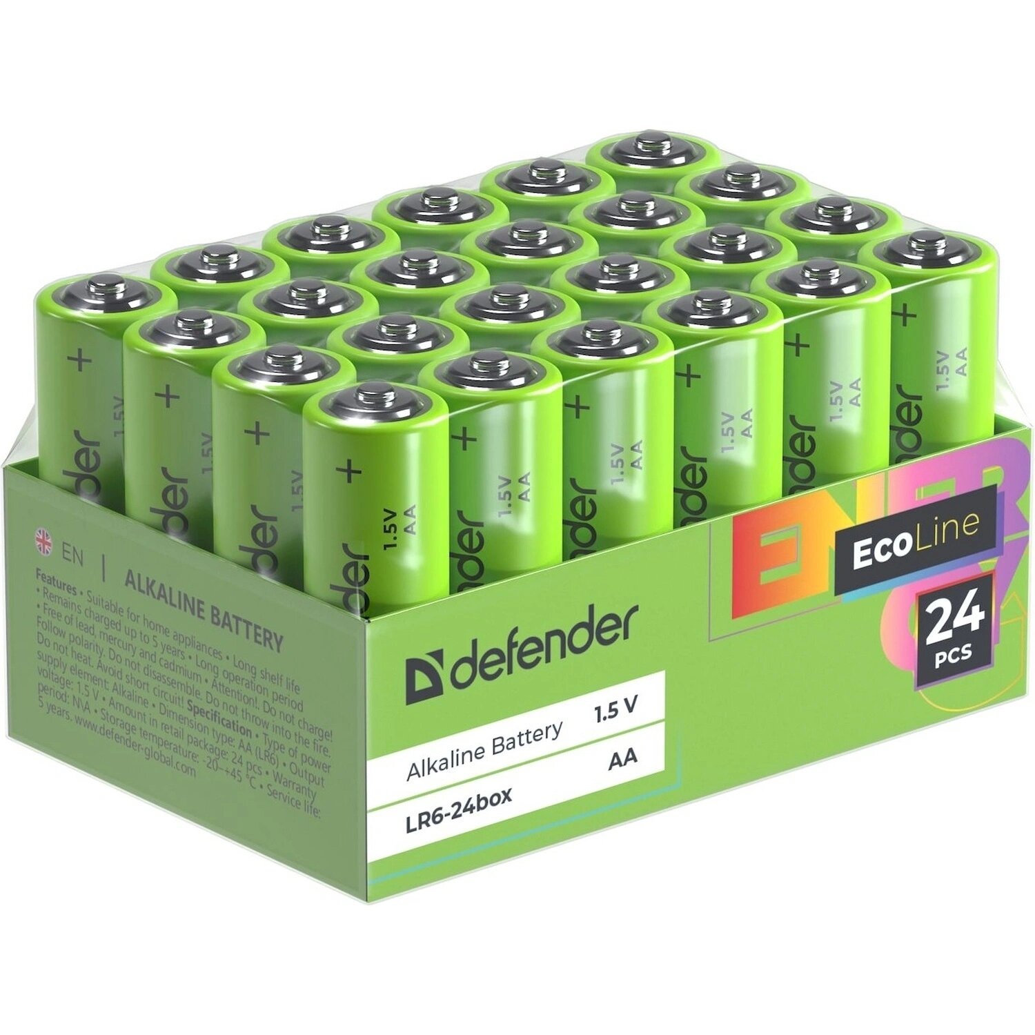 Defender Батарейка AA пальчиковая Defender EcoLine (24 штуки в упаковке)