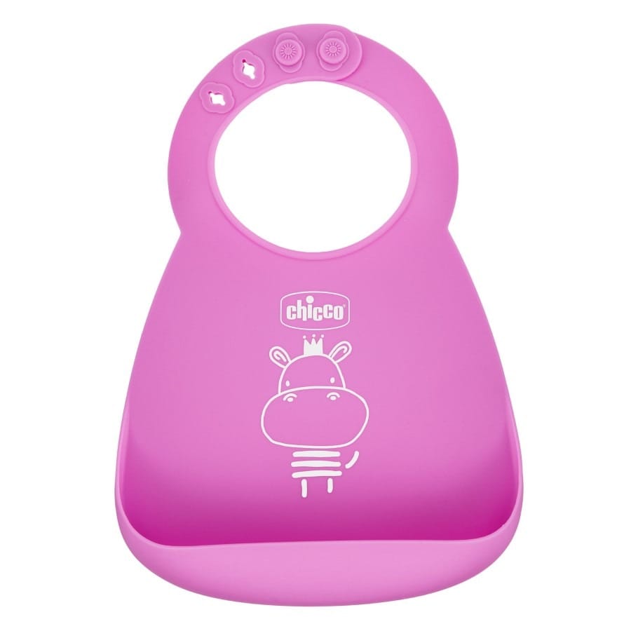 Слюнявчик Chicco эластичный с кармашком, pink, 6 мес.