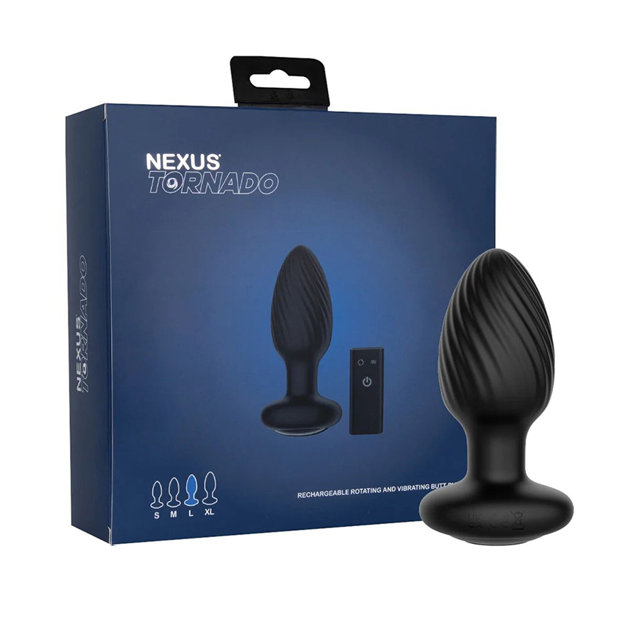 Анальная вибровтулка Nexus Tornado Large с функцией вращения, черная (11, Ø 4.6 см) TOR003