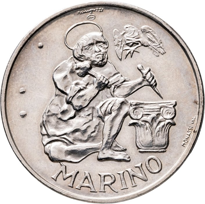 Сан-Марино 500 лир 1975, Серебро 835, в сохранности AU-UNC