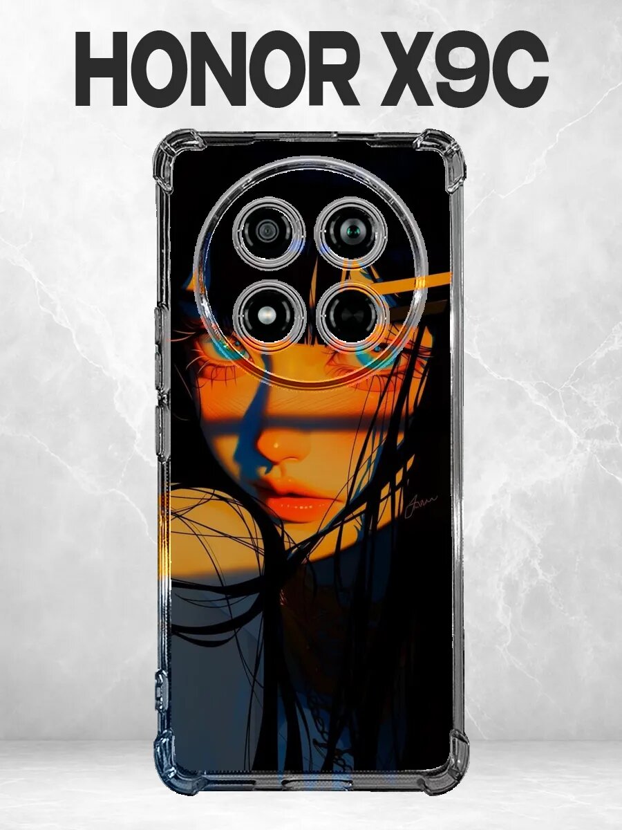 Чехол на Honor X9C с принтом Аниме девушка в оранжевых очках