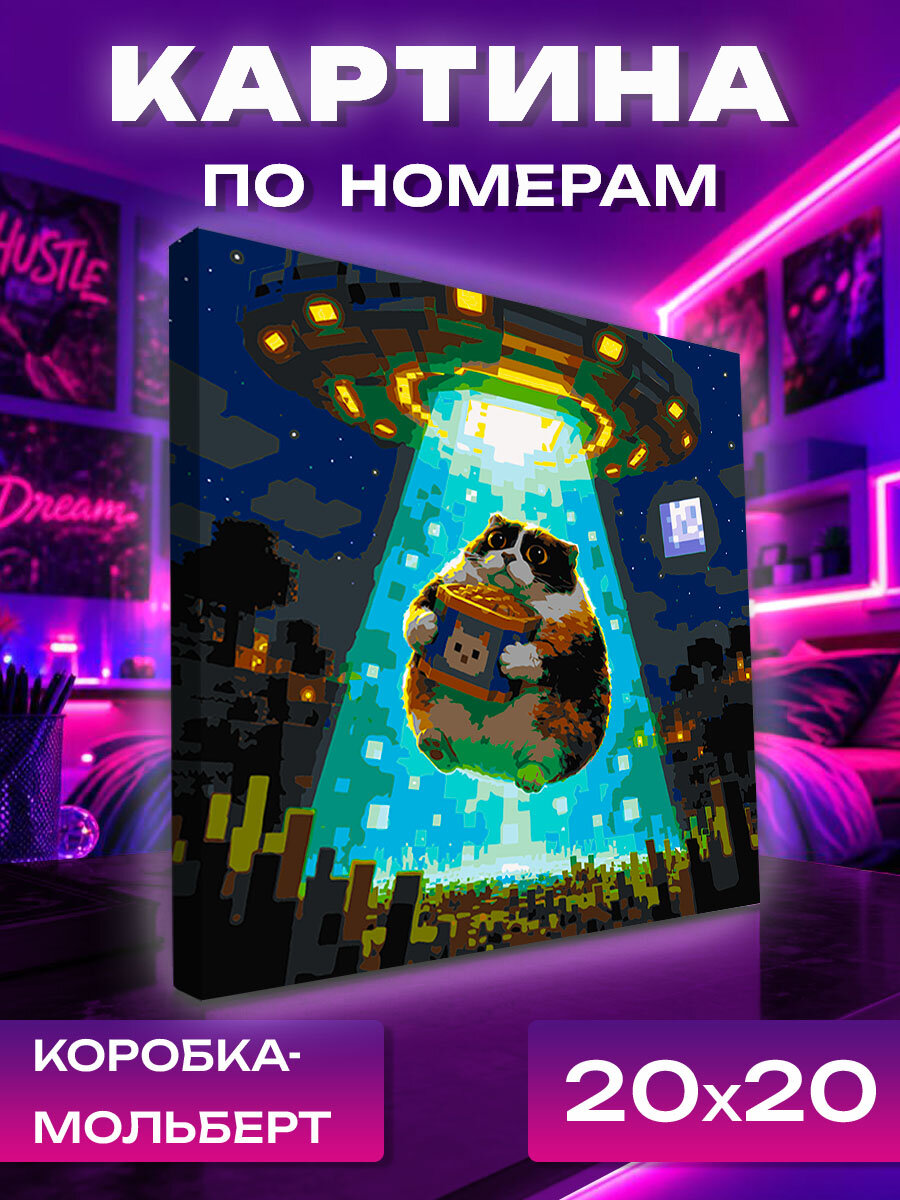 Картина по номерам Котость и НЛО