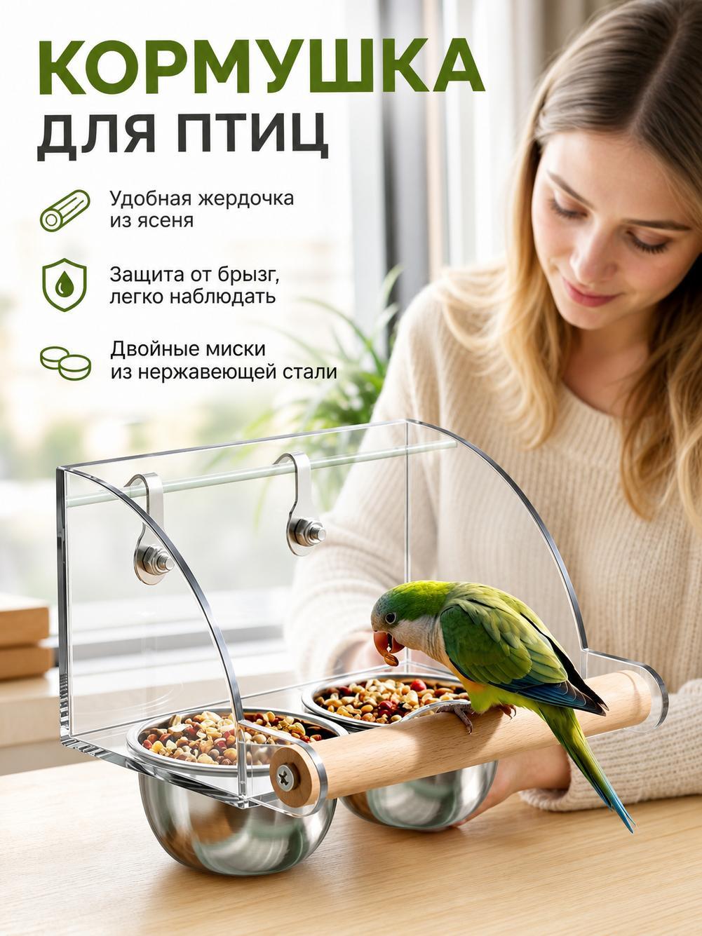 Кормушка для попугаев из нержавеющей стали, антибрызговое корыто для птиц, кормушка для волнистых попугаев, корелл и неразлучников