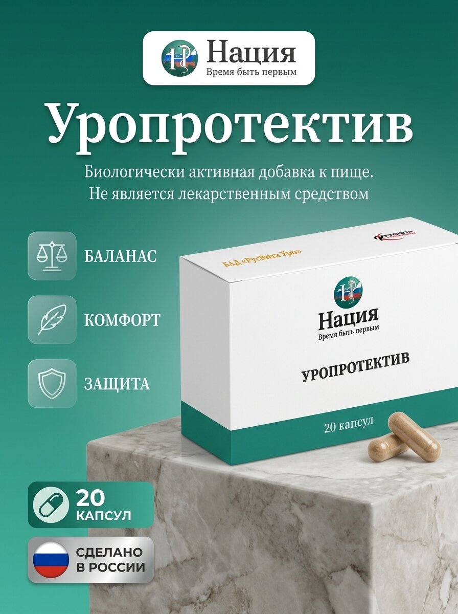 БАД русвита Уро, Нация. Уропротектив: Комплексная защита мочеполовой системы , 20 капсул