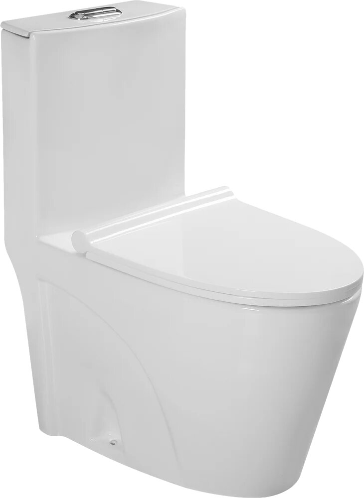 Унитаз-моноблок напольный SantiLine SL-5012 с микролифтом, антивсплеск, фаянсовый, белый, глянцевый, овальный, с нижним подводом, сиденье для унитаза в комплекте