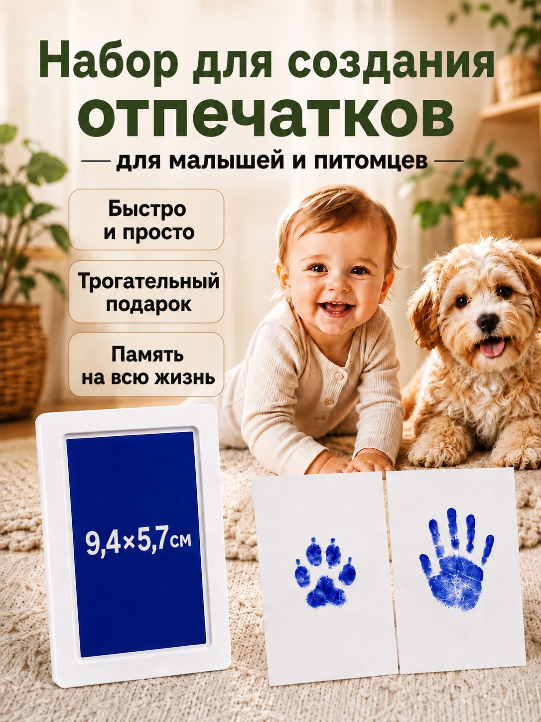 Набор для создания отпечатков ручек и ножек , подарок на выписку , отпечаток для новорожденного