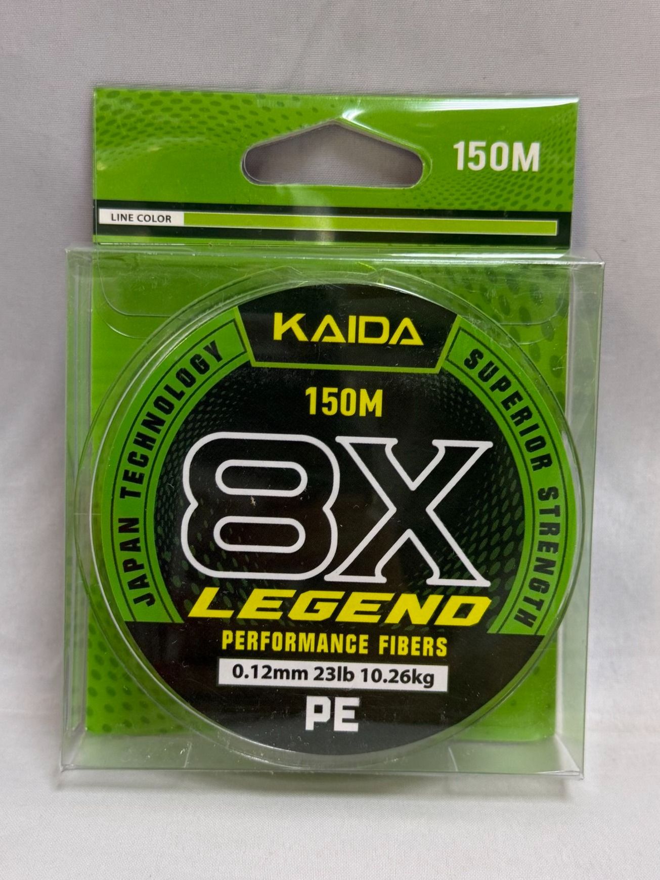Плетеный шнур KAIDA 8X LEGEND 0,12 мм - 10,26 кг, 150 метров, ярко зеленый