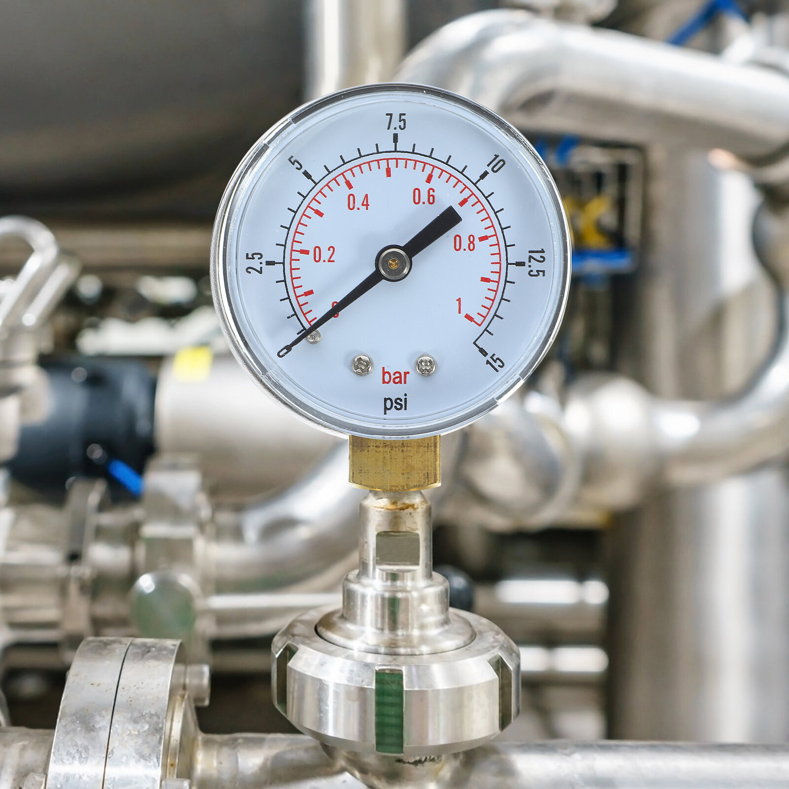 Манометр Для Компрессора С Двойной Шкалой 0-15 Psi 0-1 Bar Высокая Точность 50Mm Белый Цвет