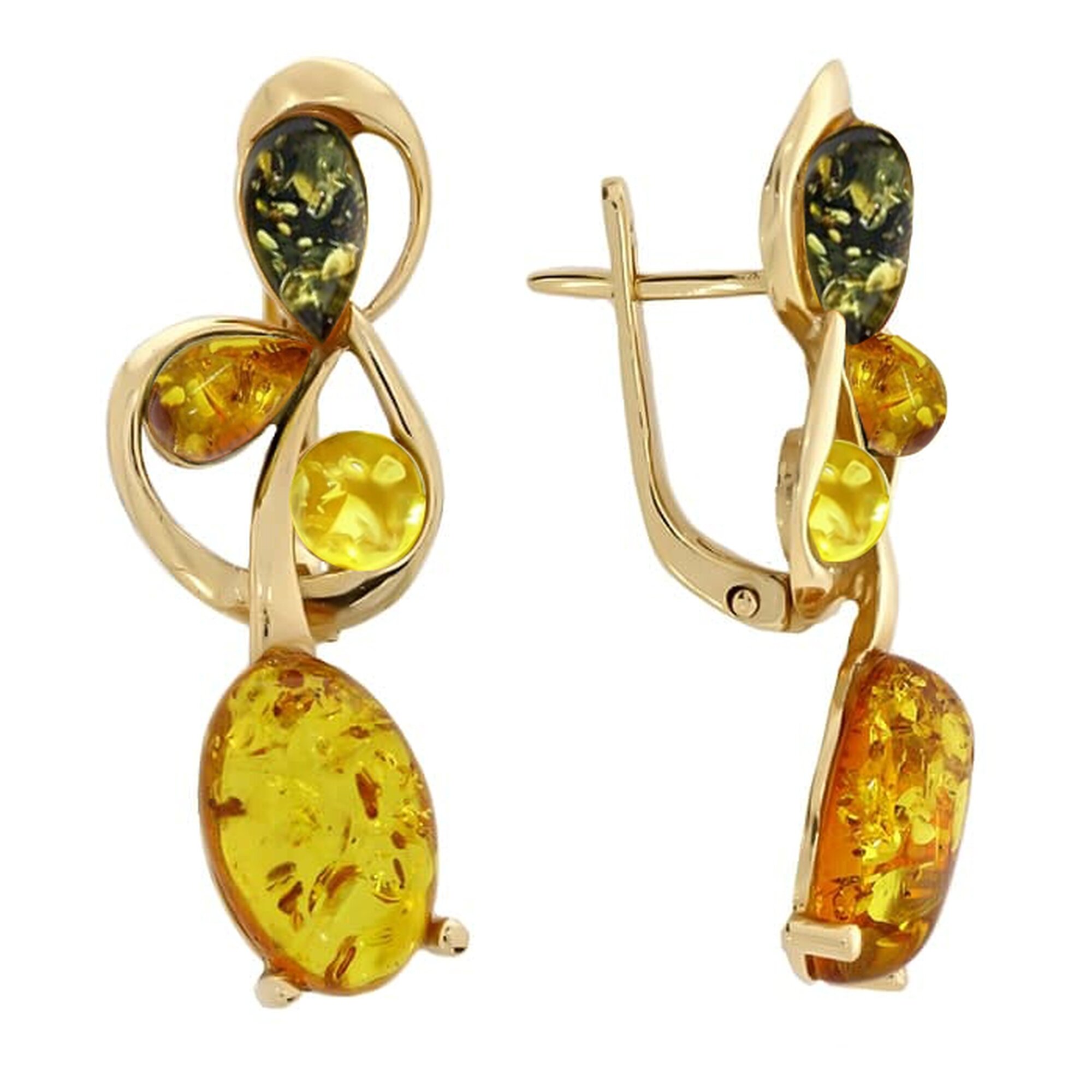 Серьги Diamant online, красное золото, 585 проба, янтарь