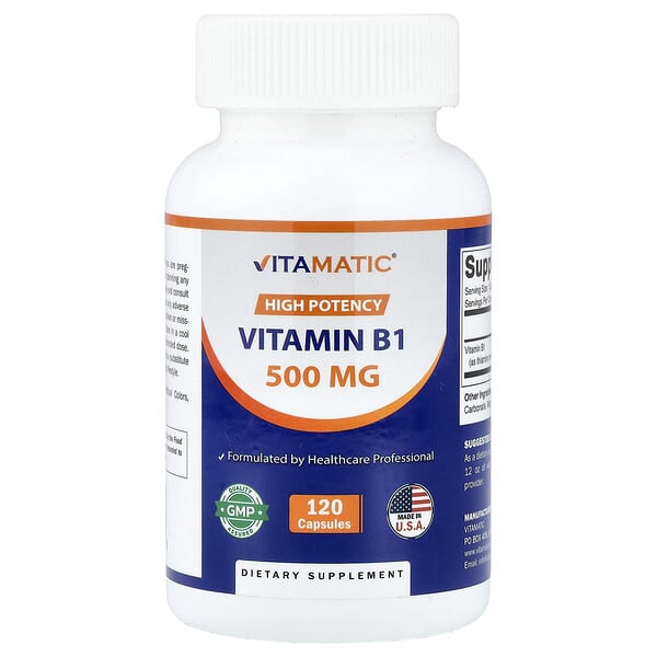 Vitamatic, витамин B1, 500 мг, 120 капсул