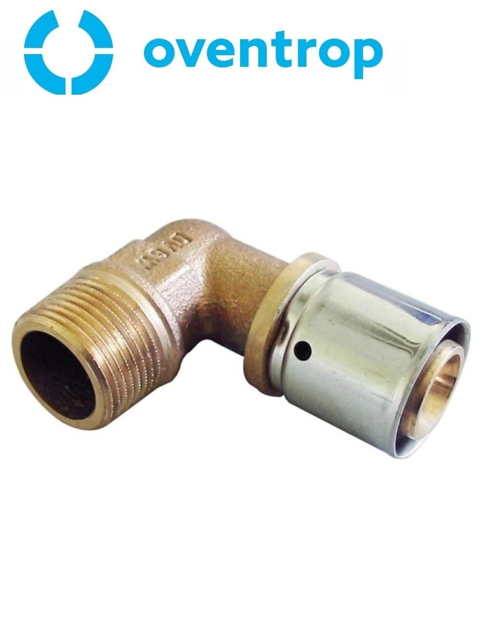 Пресс-угольник для металлопластиковых труб Oventrop Cofit P 20 x 2,5мм x 3/4"НР 90° , бронза, арт. 1512346, Германия