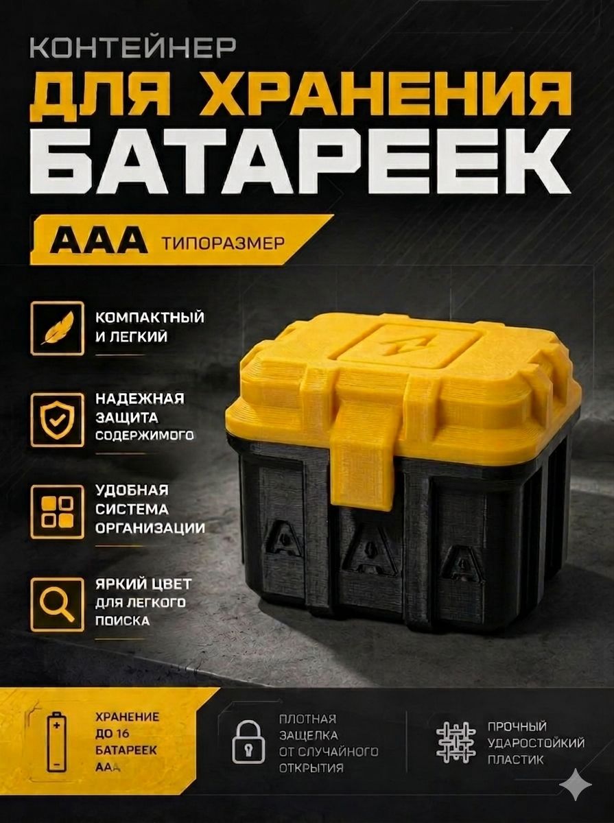 Контейнер бокс для батареек ААА, органайзер для батареек ААА