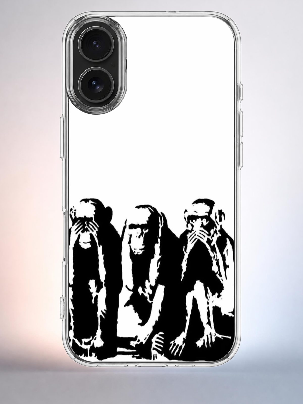 Прозрачный чехол на iPhone 16 три обезьяны не вижу