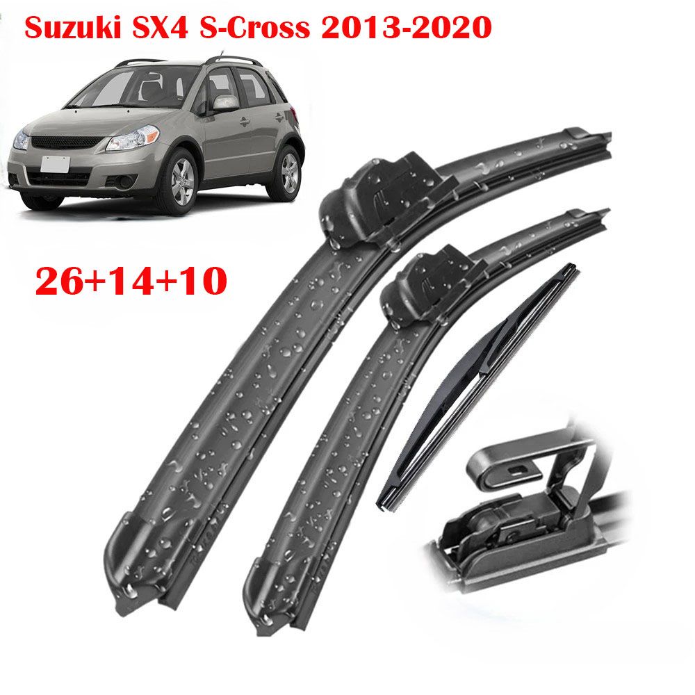 Комплект передних и задней щеток стеклоочистителя Suzuki SX4 S-Cross 2013-2020 26+14+10 дюймов