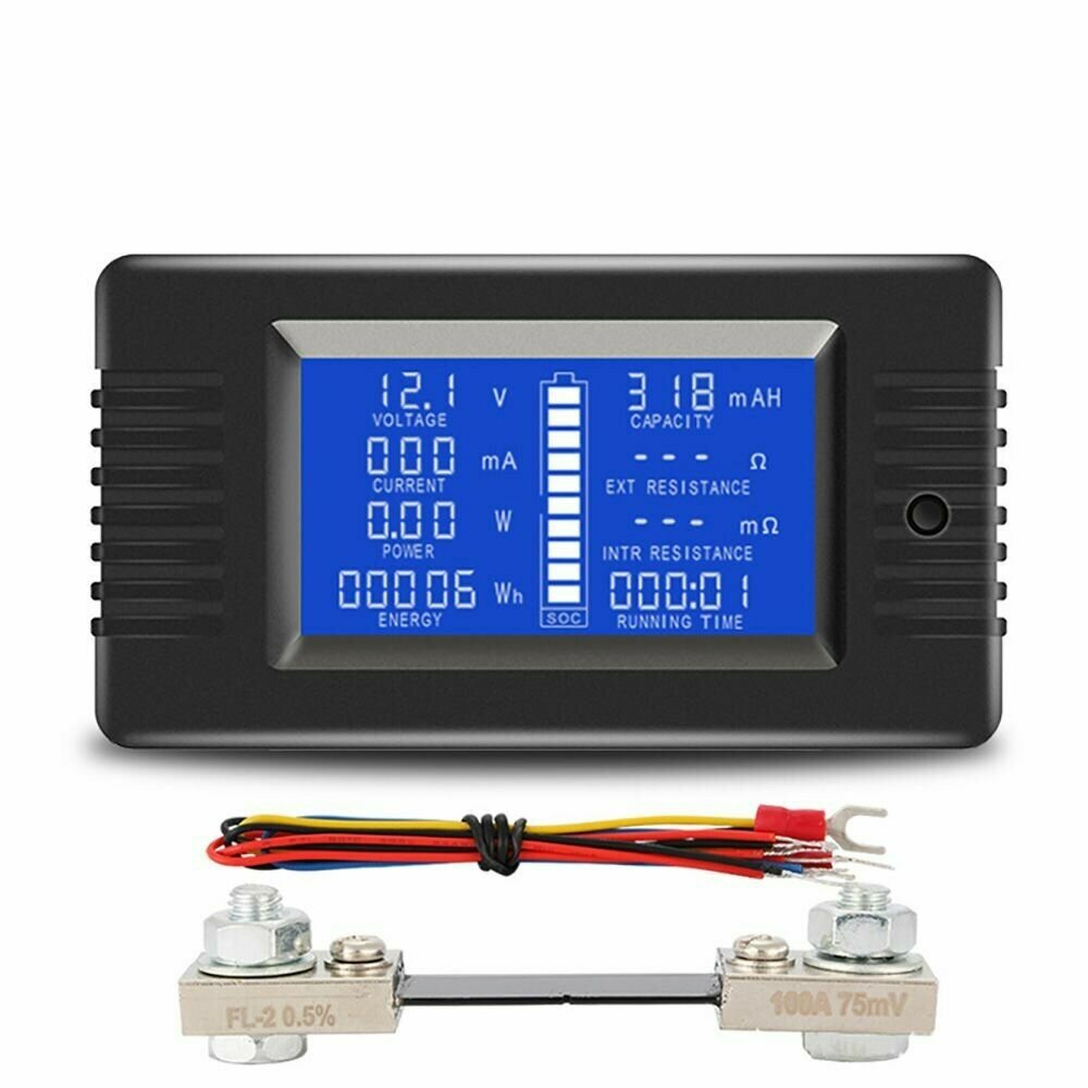Монитор батареи 100A с шунтом, LCD дисплей, измерение 0-200V, для авто, автодома, солнечных систем