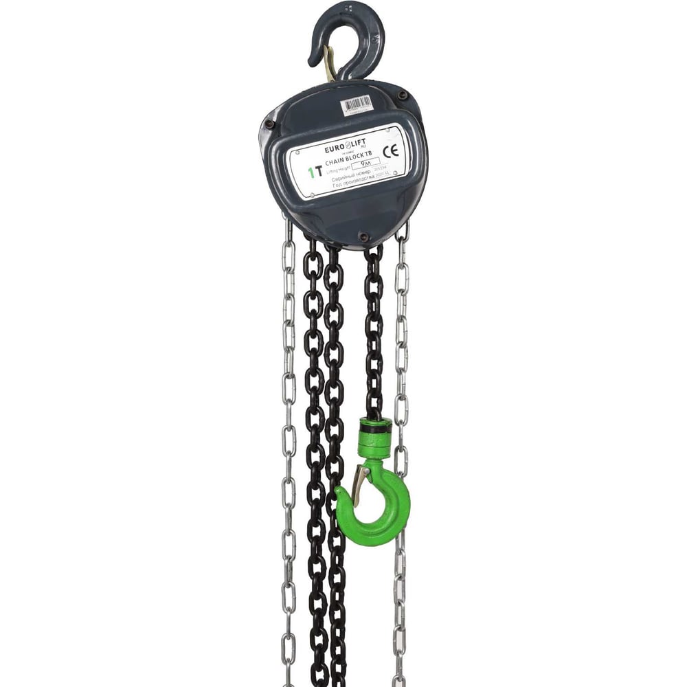 Ручная цепная таль EURO-LIFT ТВ - 1.0 тн, 6.0 м ТРШ 1/6, 00000079