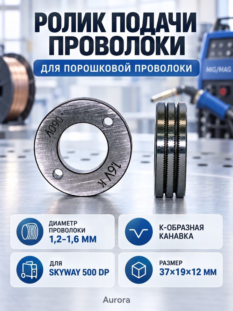 Ролик подачи порошковой проволоки Aurora, Ø1,2–1,6 мм, для SKYWAY 500DP 2×4