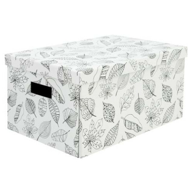 Коробка складная 400x280x200мм картон принт с листьями