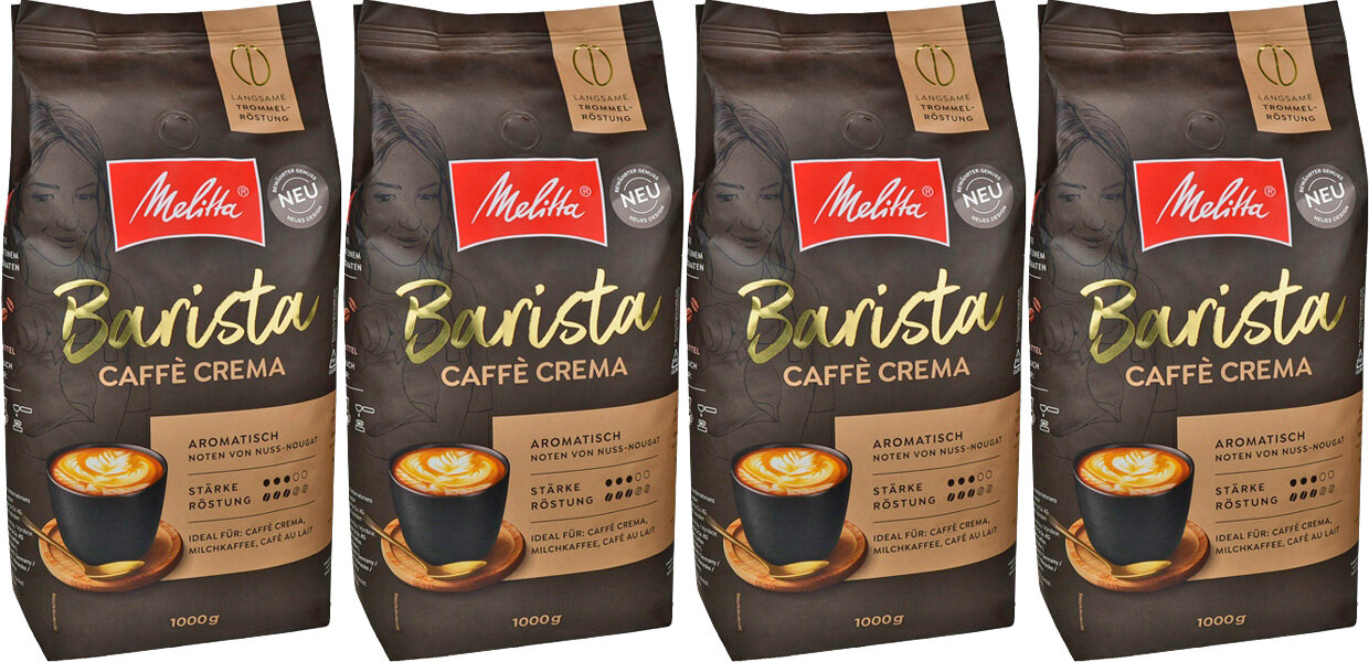 Кофе в зернах MELITTA Barista Caffe Crema (Германия) 1000 гр. х 4 шт.