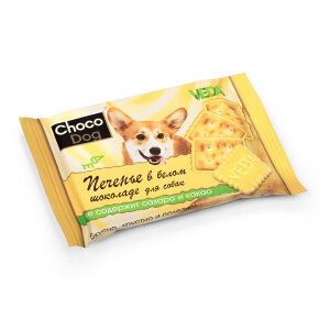 Лакомство для собак Veda Choco Dog печенье в белом шоколаде 30г - фото №2
