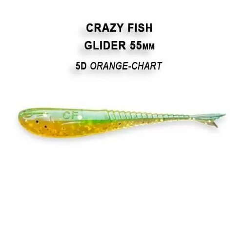 Силиконовая приманка мягкая съедобная Crazy Fish Glider 2.2 55 мм 35-55-5d-6 10 шт. силиконовые приманки crazy fish glider 1 2