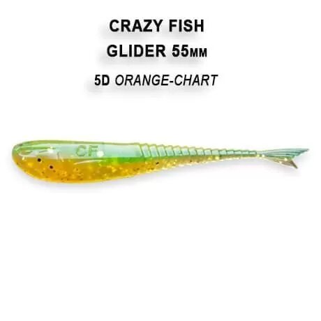 Силиконовая приманка мягкая съедобная Crazy Fish Glider 2.2" 55 мм 35-55-5d-6 10 шт.