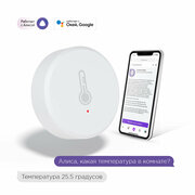 Умный Zigbee 3.0 датчик температуры и влажности с Google Assistant версия Lite