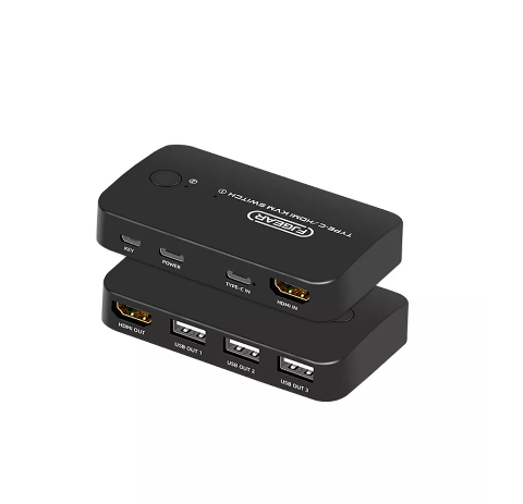 Видео HDMI (ПК) и Type-c (телефон или ноутбук) KVM на HDMI c USB 2-1 коммутатор хдми КВМ 4к свитчер, 2 ПК на 1 монитор+клав.+мышь 3840*2160 30Hz
